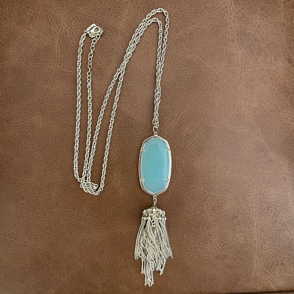 Kendra Scott Rayne necklace in aqua and gold